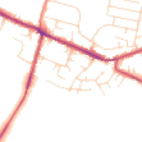 Daytime road noise heatmap for DE72 3LB