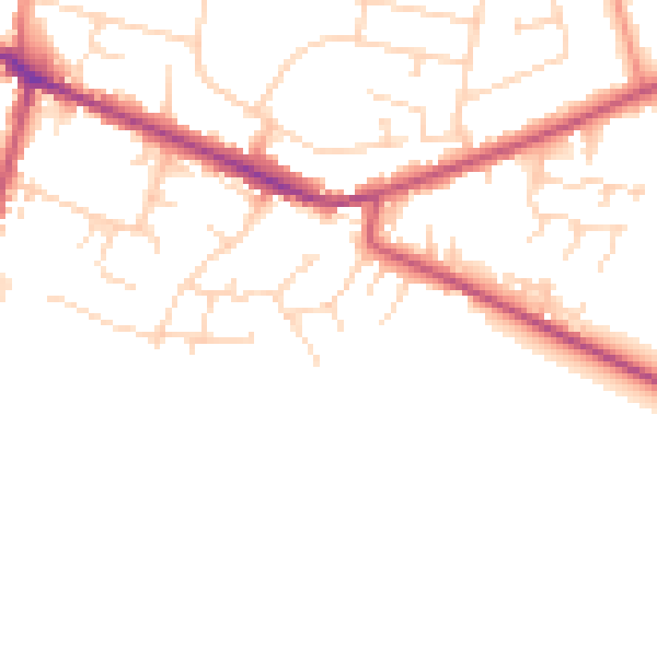 Daytime road noise heatmap for DE72 3LY