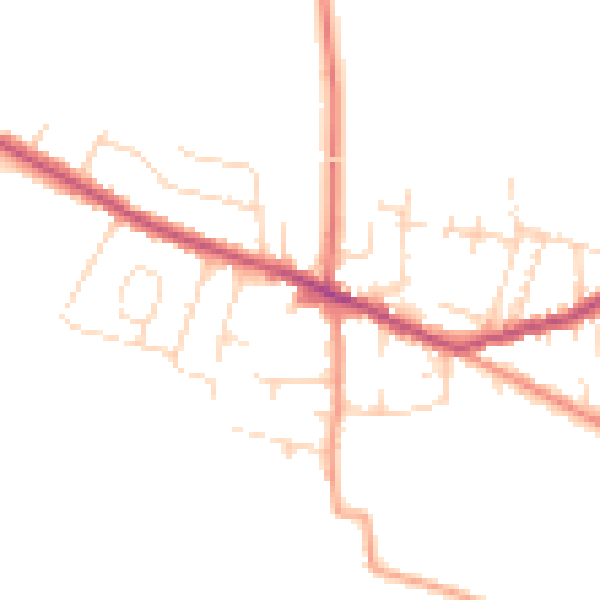 Daytime road noise heatmap for DE72 3LZ