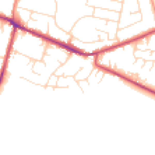 Daytime road noise heatmap for DE72 3NN