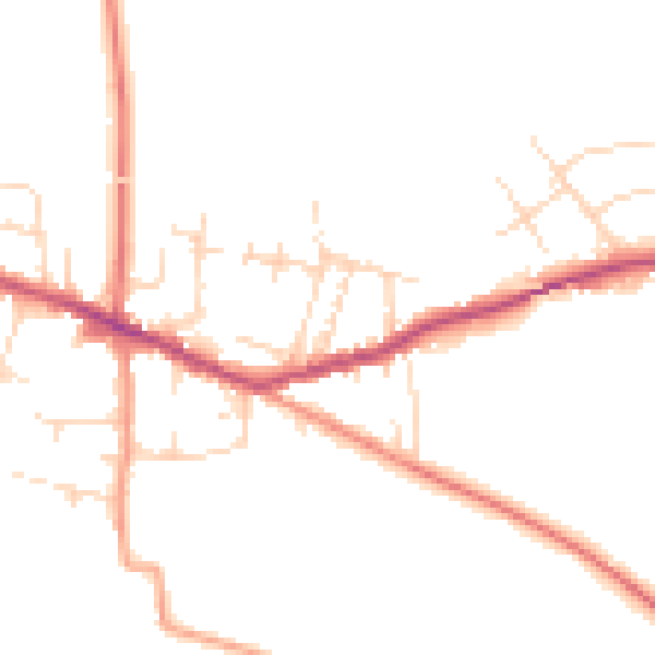 Daytime road noise heatmap for DE72 3PW