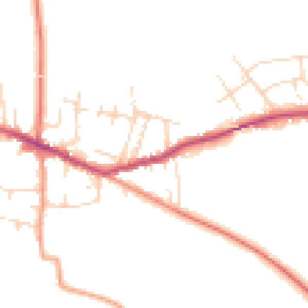 Daytime road noise heatmap for DE72 3QB