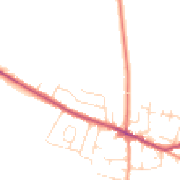 Daytime road noise heatmap for DE72 3QQ
