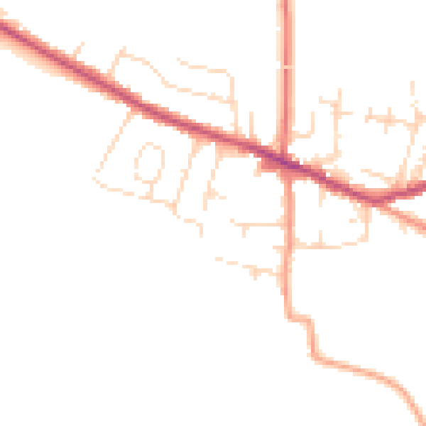 Daytime road noise heatmap for DE72 3QZ