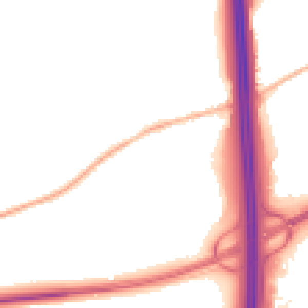 Night-time road noise heatmap for DE72 3TX