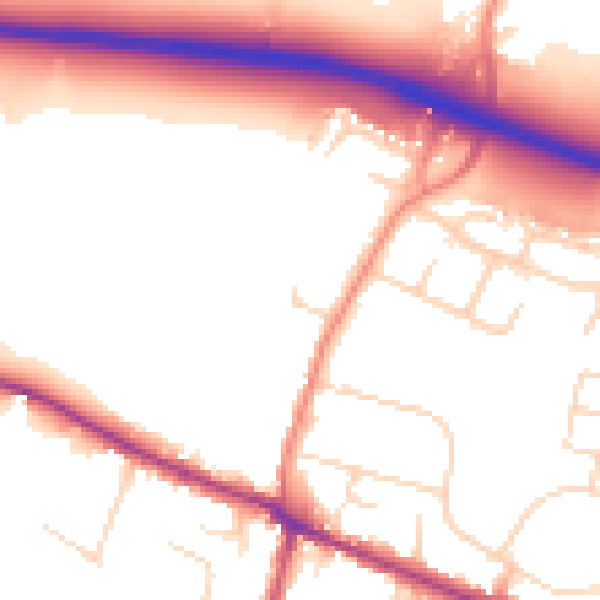 Daytime road noise heatmap for DE72 3UR