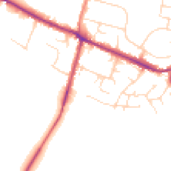 Daytime road noise heatmap for DE72 3UU