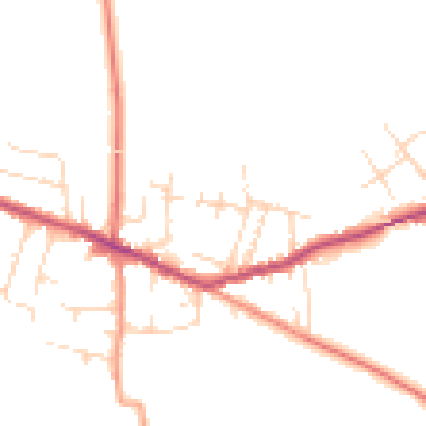 Daytime road noise heatmap for DE72 3XG