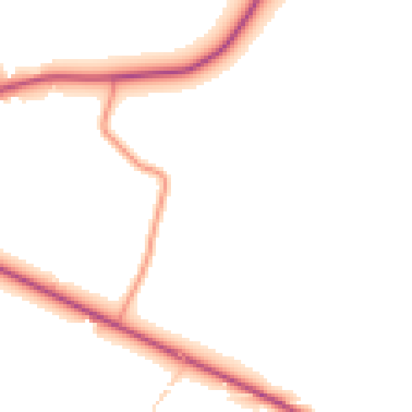 Daytime road noise heatmap for DE72 3YQ