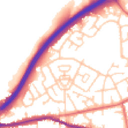 Daytime road noise heatmap for DH1 1EX