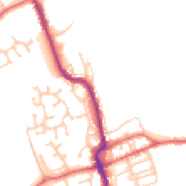 Daytime road noise heatmap for DH4 4SS
