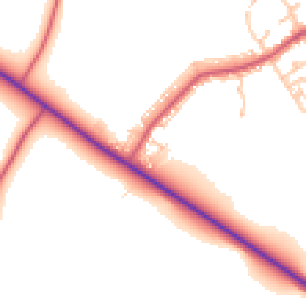 Daytime road noise heatmap for DH6 3GZ