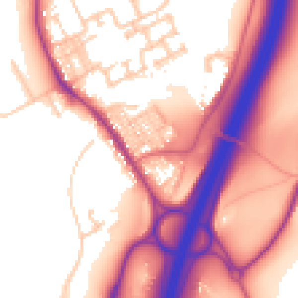 Daytime road noise heatmap for DH6 5BH