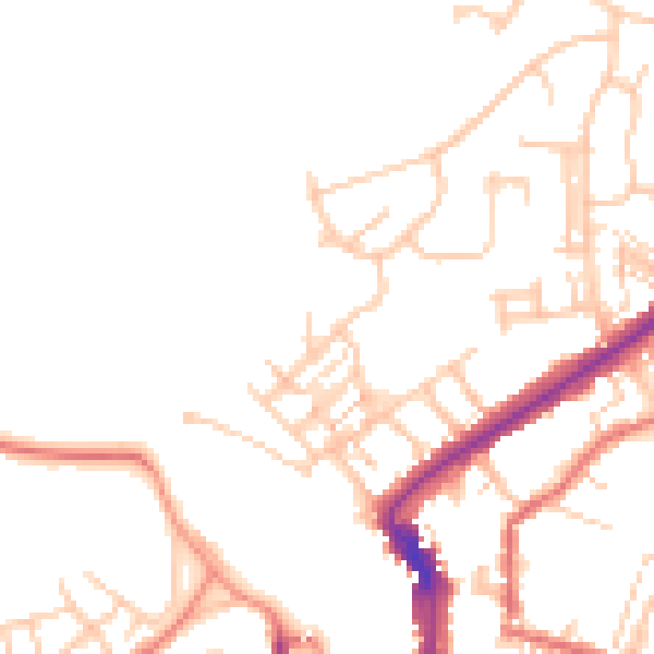 Daytime road noise heatmap for DL12 8AL
