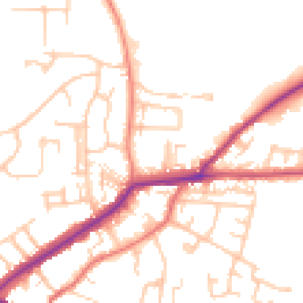 Daytime road noise heatmap for DL12 8DJ