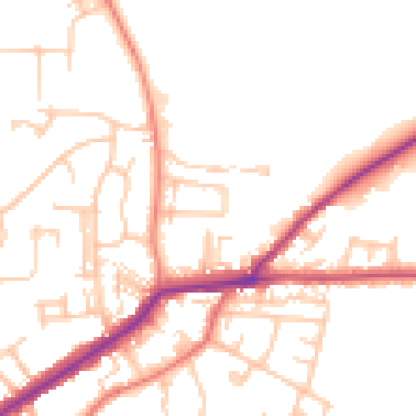 Daytime road noise heatmap for DL12 8DW