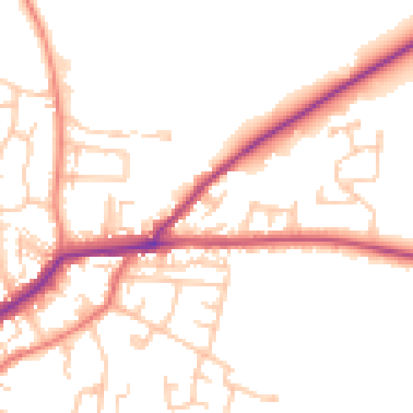 Daytime road noise heatmap for DL12 8HJ