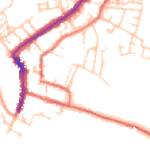 Daytime road noise heatmap for DL12 8JT