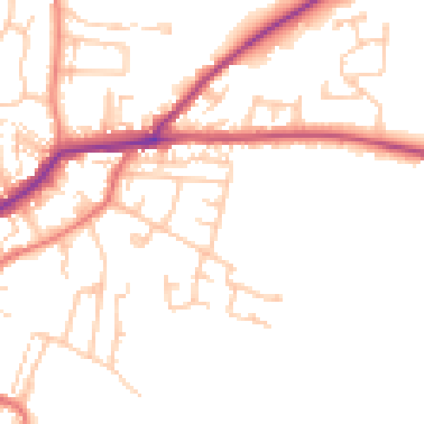 Daytime road noise heatmap for DL12 8LQ