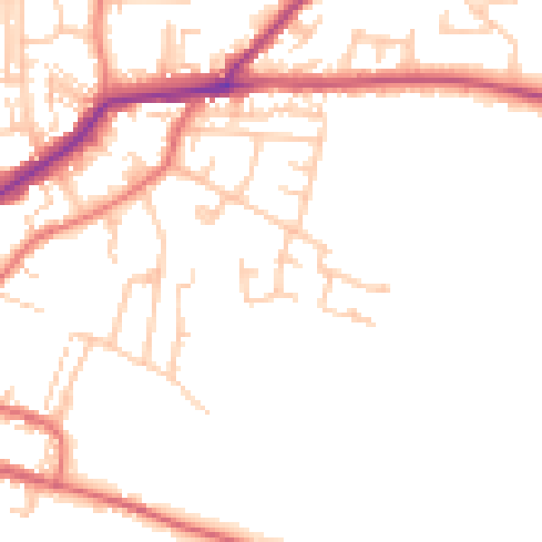 Daytime road noise heatmap for DL12 8LR