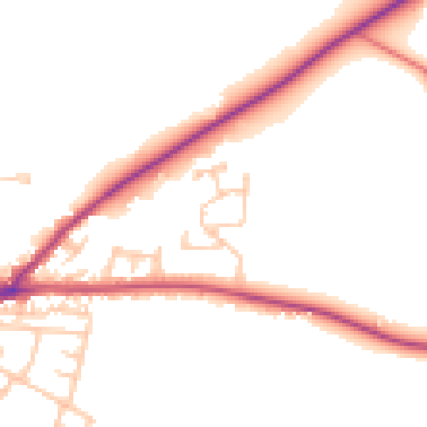 Daytime road noise heatmap for DL12 8NZ