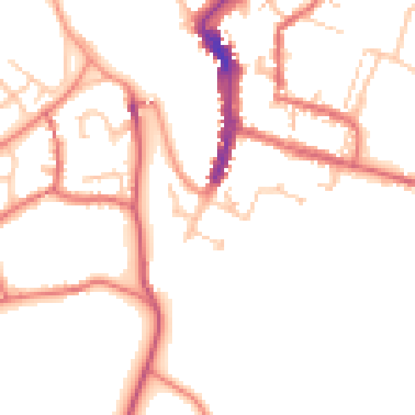 Daytime road noise heatmap for DL12 8PY