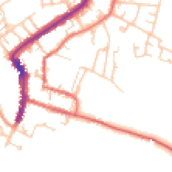 Daytime road noise heatmap for DL12 8YB