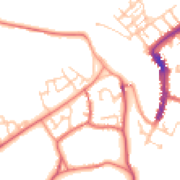 Daytime road noise heatmap for DL12 9AJ