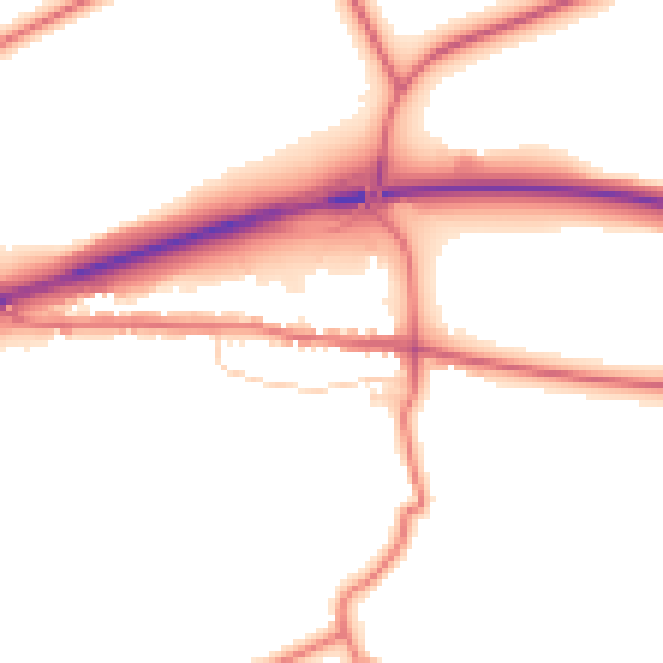 Daytime road noise heatmap for DL12 9HL