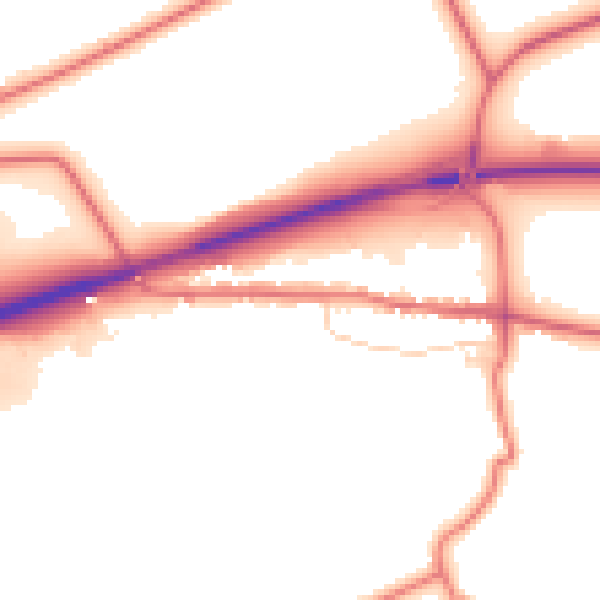 Daytime road noise heatmap for DL12 9LD