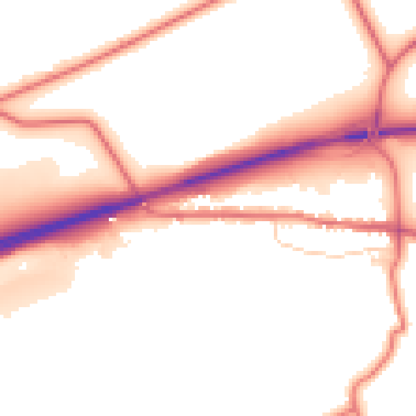 Daytime road noise heatmap for DL12 9LJ