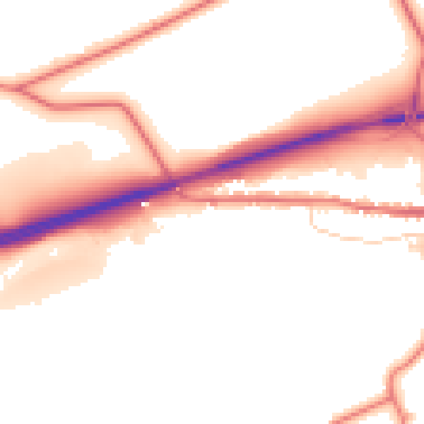 Daytime road noise heatmap for DL12 9LL