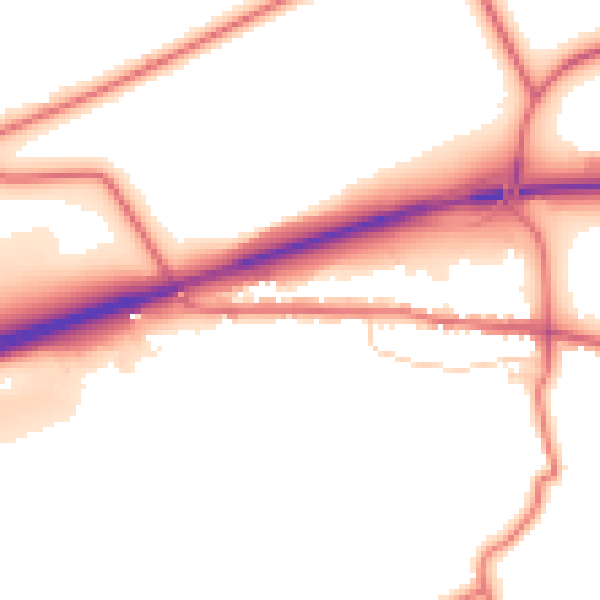 Daytime road noise heatmap for DL12 9LQ