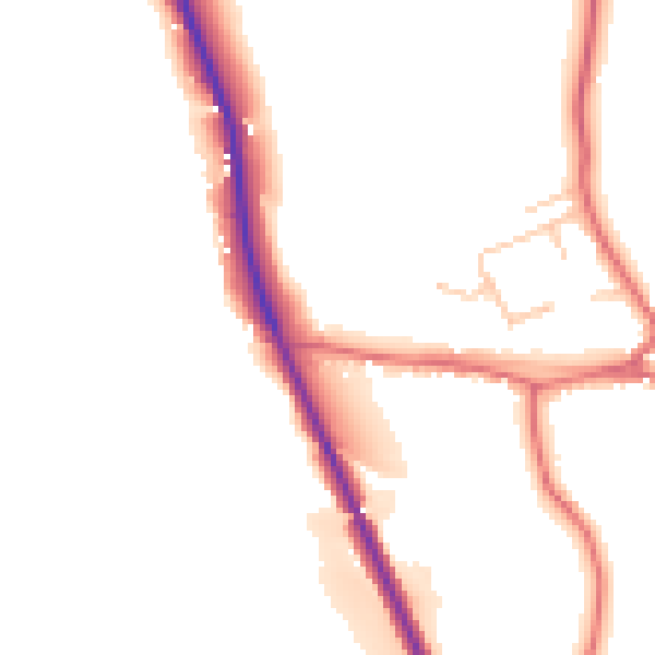 Daytime road noise heatmap for DL14 0AD