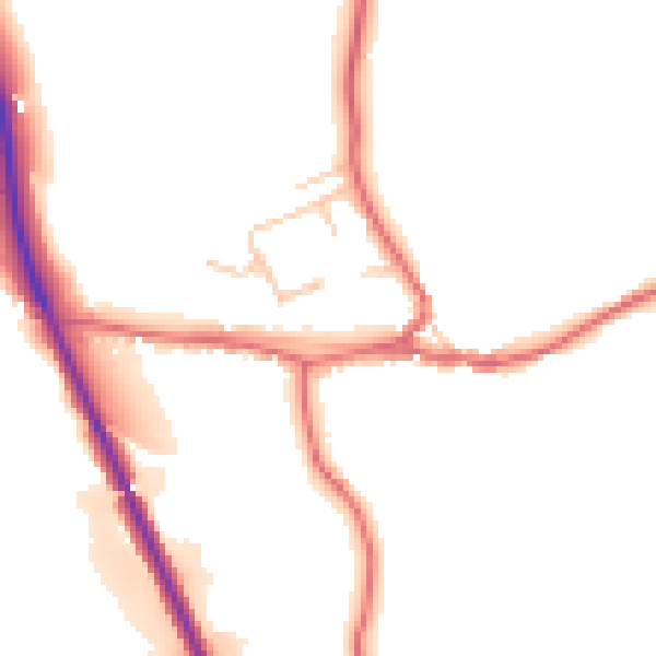 Daytime road noise heatmap for DL14 0AZ