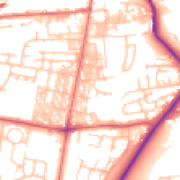 Daytime road noise heatmap for DL14 6GA