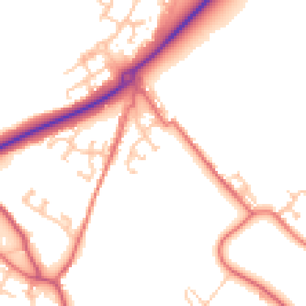 Daytime road noise heatmap for DL14 8EZ