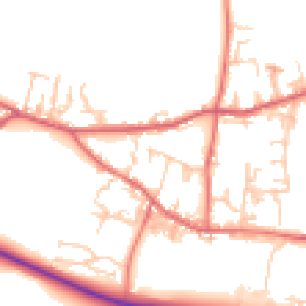 Daytime road noise heatmap for DL14 8LQ