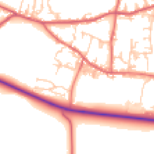 Daytime road noise heatmap for DL14 8LS