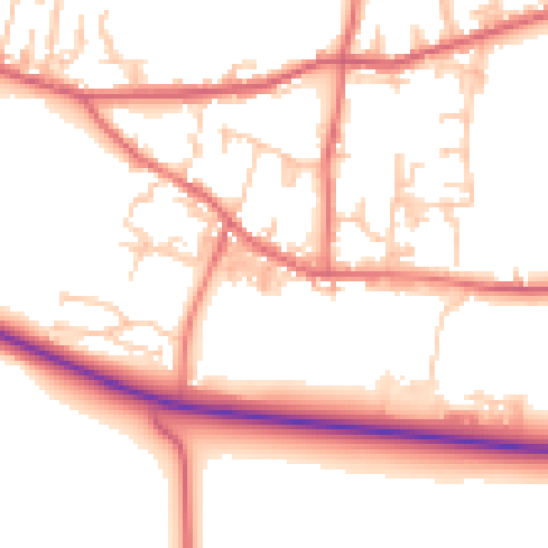 Daytime road noise heatmap for DL14 8ND