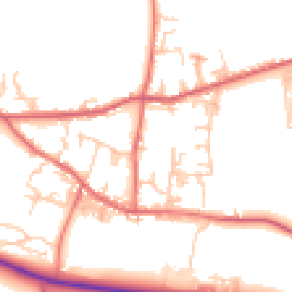 Daytime road noise heatmap for DL14 8NJ