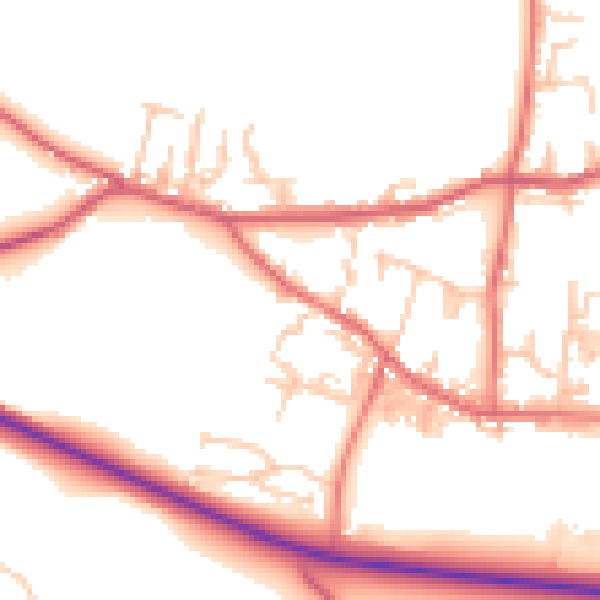Daytime road noise heatmap for DL14 8NZ