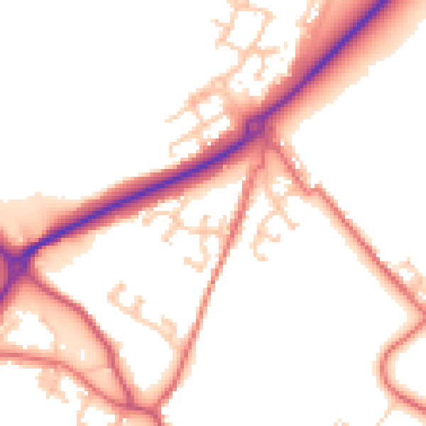 Daytime road noise heatmap for DL14 8SF
