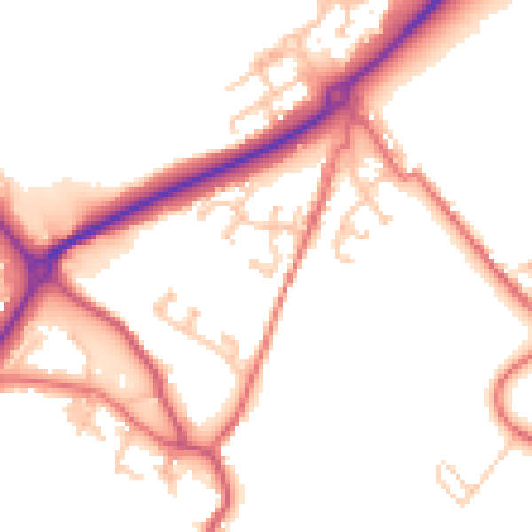 Daytime road noise heatmap for DL14 8SQ