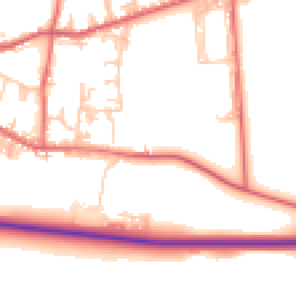 Daytime road noise heatmap for DL14 8WQ