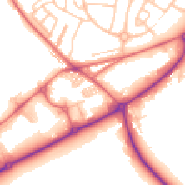 Daytime road noise heatmap for DL14 9SZ