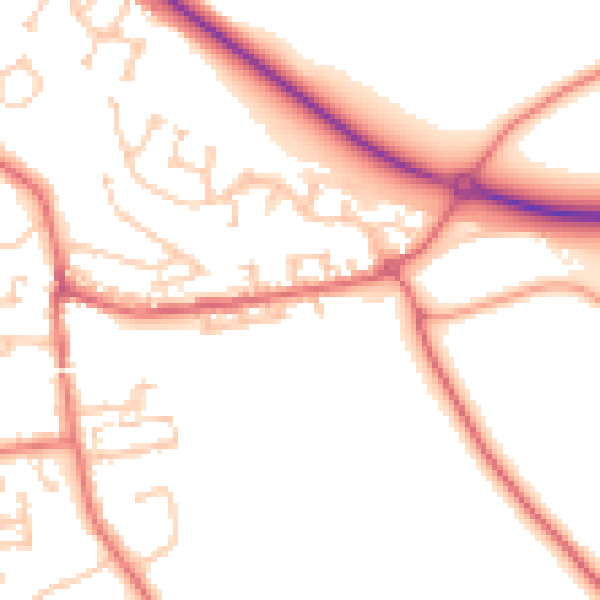 Daytime road noise heatmap for DL2 1BZ