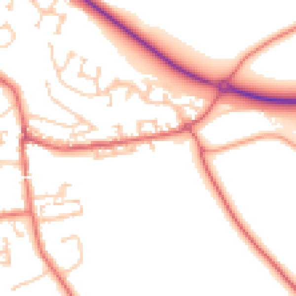Daytime road noise heatmap for DL2 1FF