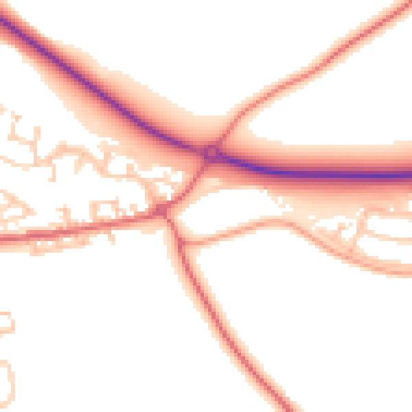 Daytime road noise heatmap for DL2 1FY