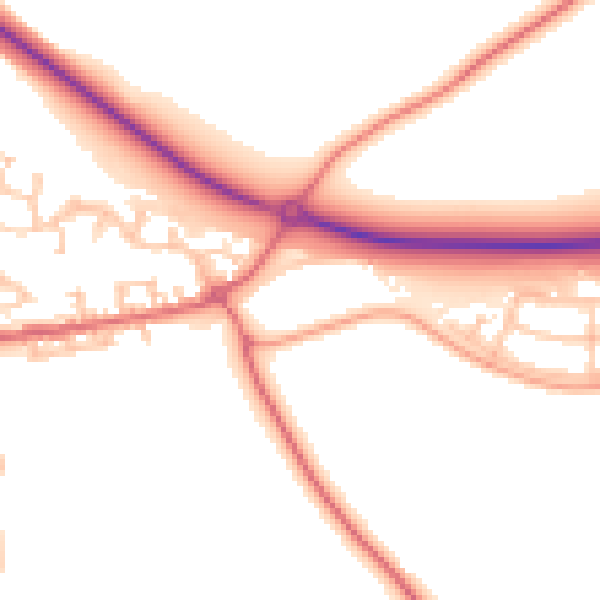 Daytime road noise heatmap for DL2 1GF